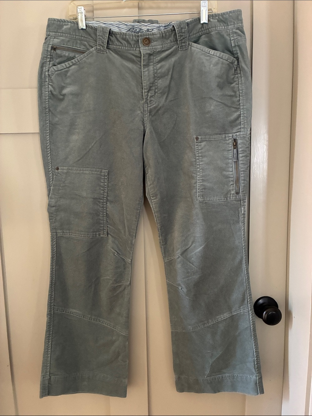 Eddie Bauer Sage Green Corduroy Boot-Cut Utility Pants